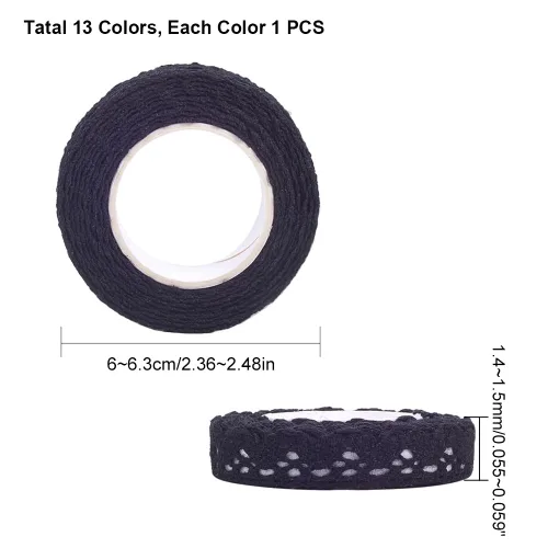 Vista 2 de PH PandaHall Cinta de encaje autoadhesiva de 26 yardas, 13 colores, cinta de encaje de 5/8 pulgadas, cinta de algodón, suministros de fabricación