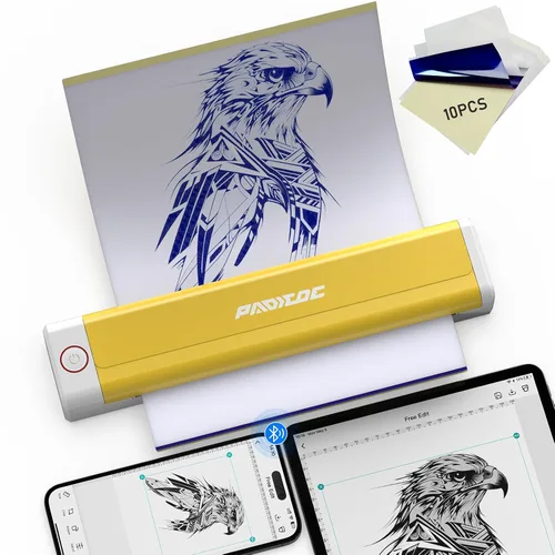 Vista 9 de Padieoe Impresora de plantillas de tatuaje, 2000mAh térmica inalámbrica Verde