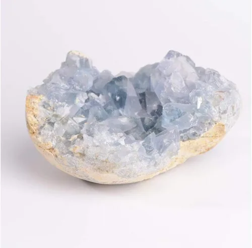 Vista 3 de StoneStory Cristal curativo azul natural celestita geoda mineral espécimen piedra piedra preciosa para decoración del hogar, 1 unidad, 17.64 oz