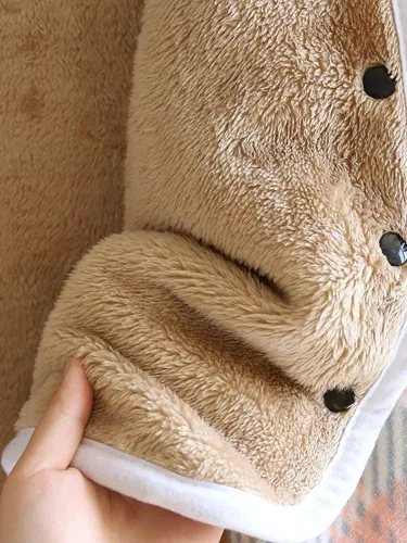 Vista 3 de WINKEEY Manta de franela para mujer, manta cómoda con botones para primavera, otoño e invierno