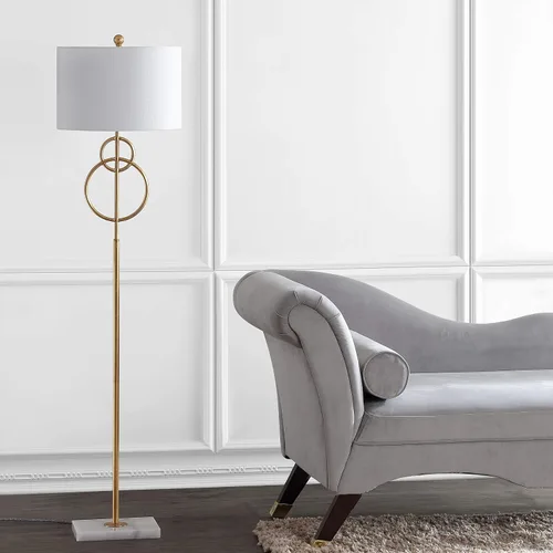 Vista 6 de JONATHAN Y Lámpara de pie LED de hoja dorada de 60 pulgadas con base de mármol, luz de pie contemporánea para sala de estar, dormitorio, pantalla