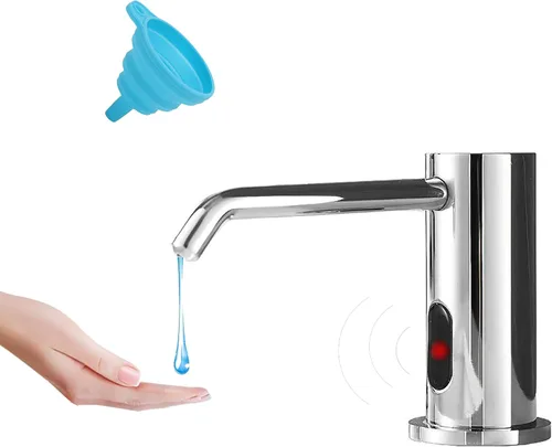Vista 12 de Dispensador de jabón automático sin contacto para fregadero de cocina y baño, dispensador de jabón eléctrico comercial líquido de níquel cepillado