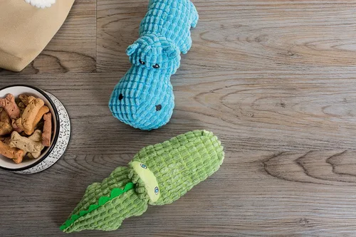 Vista 7 de Bone Dry Colección de juguetes de peluche chirriante para mascotas, felpa, cocodrilo