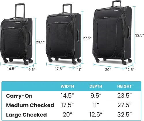 Vista 7 de American Tourister 4 KIX 2.0 - Colección de maletas con ruedas giratorias de lado blando, Negro, Juego de 2 piezas (maleta de manomediana)