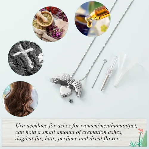 Vista 25 de Imrsanl Collar con dije de urna de cremación en forma de corazón para cenizas humanas – Un pedazo de mi corazón vive en el cielo