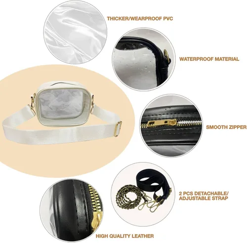Vista 9 de Clear Bag for Stadium Events, Stadium Approved Clear Crossbody Purse Bag with 4 Detachable Straps and Mini Transparent Bag