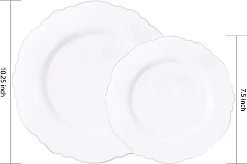 Vista 3 de WDF 360 piezas de cubiertos de plástico plateado- cubiertos desechables - 60 platos de plástico plateado