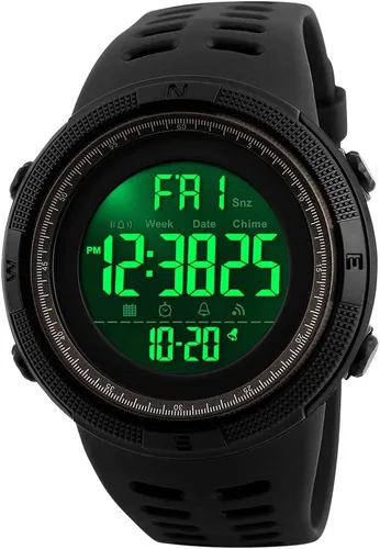 Vista 7 de SKMEI Reloj para hombres, reloj digital redondo deportivo militar con luz LED impermeable, cronómetro, cuenta regresiva, alarmas, fecha, cronógrafo