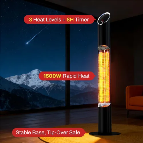Vista 4 de Calentador infrarrojo portátil, calentador eléctrico para patio al aire libre, calentadores para uso en exteriores e interiores, calentadores de pie