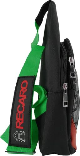 Vista 5 de BRIDE - Mochila cruzada de pecho RECARO con hombro verde, Negro