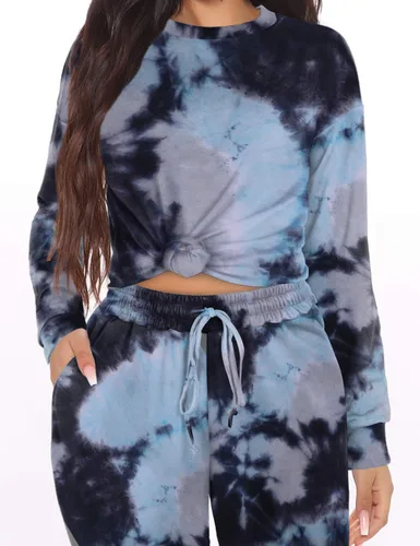 Vista 4 de WFTBDREAM - Sudadera para mujer 2 piezas Tie Dye manga larga Pullover Lounge Sets