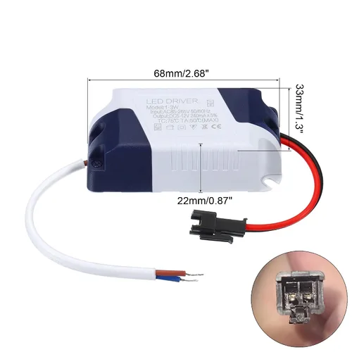Vista 2 de PATIKIL 1-3W 240mA LED Driver, AC 85-265V Salida 5-12V DC Conector macho Conector Rectificador de corriente constante Transformador Fuente