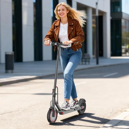 Vista 9 de Qlaway Electric Scooter for Adults, 350W/500W Motor, Up to 22 Miles Long Range, 8.5" /10" Solid Tires, 265 lbs Load Capacity, Foldable Commuting