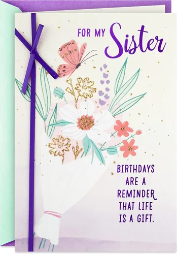Vista 2 de Hallmark Paquete de tarjetas de cumpleaños para hermana (Life is a Gift + Elegant Cake)