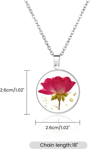 Vista 106 de Pressed Flower Necklace Gift for Women Personalized Handmade Necklaces Birth Flower Necklace