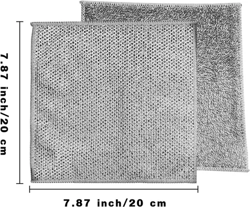 Vista 7 de 3 paños de cocina de alambre antiarañazos, 2 capas superabsorbentes de bambú y carbón, trapos reutilizables multiusos para lavar platos húmedos