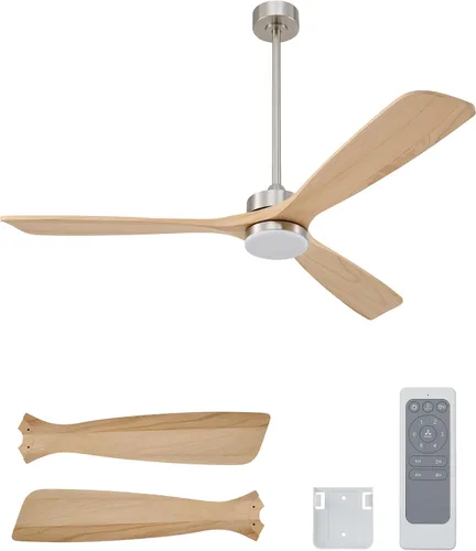 Vista 13 de VONLUCE Ventilador de techo de madera con luces de 52 pulgadas, gris