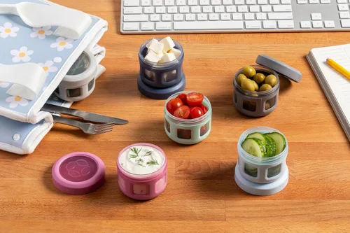 Vista 2 de Ello 4oz Reusable Plastic Condiment Containers with Lids, 6 Pack,Sugar Rush