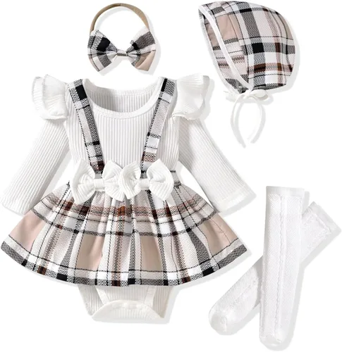 Vista 66 de Unutiylo Ropa de bebé recién nacida prematura con tirantes, traje de otoño e invierno, traje de manga larga con volantes