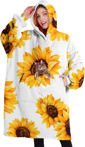 Vista 25 de Wearable Oversized Blanket,Sherpa Blanket Hoodie with Super Pockets,Super Warm Fuzzy Pullover for Women & Men