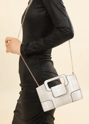 Vista 3 de Naimo Bolso de mano de noche de cristal brillante, bolso cruzado con asa superior, bolso de hombro para boda, fiesta, novia