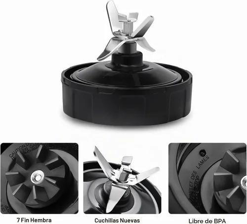 Vista 6 de Paquete de 2 piezas de repuesto para licuadora Ninja – Cuchilla de licuadora Ninja de grado premium de 7 aletas para vasos de licuadora Ninja