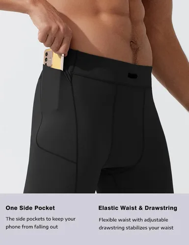 Vista 4 de MIZOK Pantalones cortos de compresión elásticos para hombre con bolsillo
