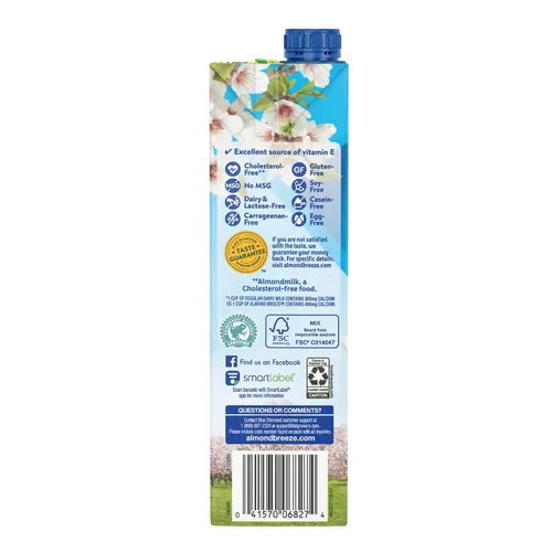 Vista 5 de Almond Breeze - Leche de almendras sin lácteos, original, 32 onzas líquidas