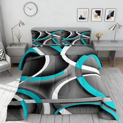 Vista 60 de Castle Fairy Juego de edredón con estampado azteca occidental, juego de ropa de cama geométrica a rayas marrones para niños y adolescentes