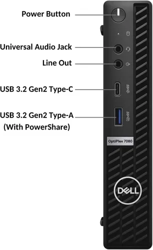 Vista 3 de Dell OptiPlex 7000 Series 7080 Mini Business Desktop con factor de forma micro, procesador Intel Core i5-10500T, 16GB RAM, 512GB PCIe SSD