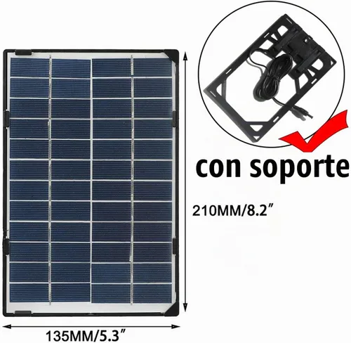 Vista 5 de Andoer Panel solar de 6 W 12 V para cámara de seguridad al aire libre Célula solar con salida de CC de 10 pies Panel solar impermeable para luz