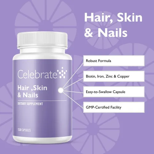 Vista 2 de Celebrate Vitaminas Cabello, Piel y Uñas - 120 Cápsulas
