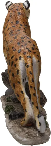 Vista 2 de Pacific Giftware Estatua realista de figura de resina de madera con diseño de leopardo de gato grande