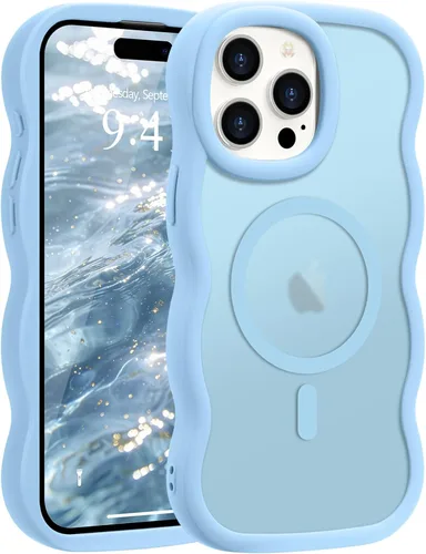 Vista 128 de Pepmune - Funda para iPhone 12 Pro Max con marco ondulado y estructura rígida, color mate claro, cubierta trasera unisex, compatible con Magsafe