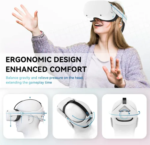 Vista 3 de CNBEYOUNG Correa de cabeza ajustable compatible con Quest 2, repuesto para Quest 2 Elite Strap Accesorios para mayor apoyo y comodidad en realidad