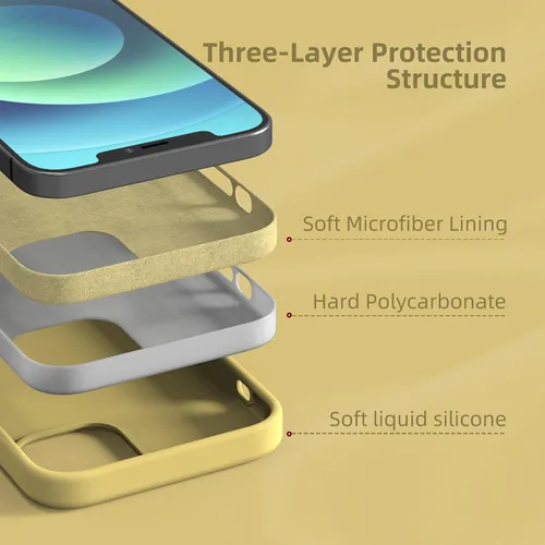 Vista 157 de Funda de silicona líquida compatible con iPhone 12 Pro Max 6.7 pulgadas, funda de gel de protección completa con forro de microfibra, funda