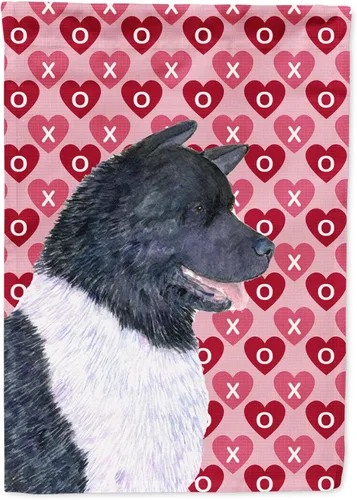 Vista 279 de Caroline's Treasures SS4484GF Bandera de jardín con diseño de bulldog inglés y corazones para el Día de San Valentín, bandera decorativa para patio