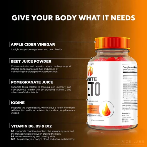 Vista 5 de rize labs Gomitas Ignite Keto ACV para pérdida de peso avanzada, suplemento Keto Ignite (60 gomitas)