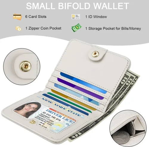 Vista 2 de Billetera para mujer, pequeña, plegable, para tarjetas de crédito, con bloqueo Rfid, de lujo, piel sintética, de cocodrilo, monedero pequeño