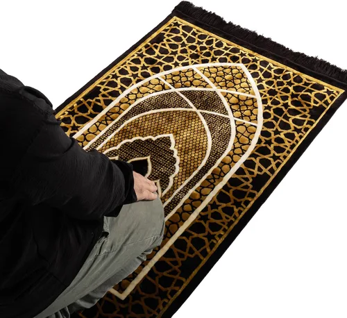 Vista 4 de Modefa Alfombra de oración islámica turca, cómoda alfombra de oración musulmana para hombres y mujeres, alfombra de terciopelo suave Janamaz