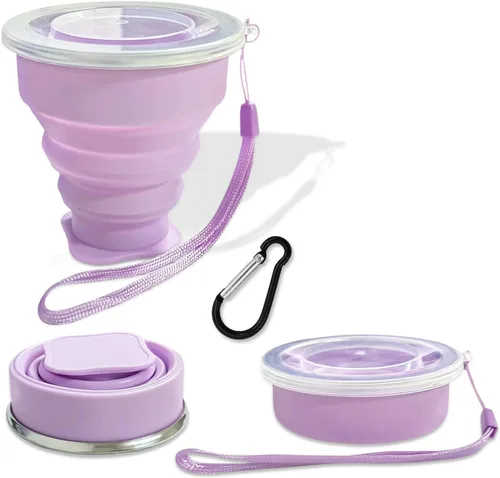 Vista 12 de Collapsible Cup - Silicone Foldable Cup-Expandable Folding Drinking Cup -Reusable Portable Mugs Cup For Travel, Camping, Hiking, Survival, Car