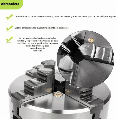 Vista 2 de RATTMMOTOR - Portabrocas de torno de 76 mm de 4 mandíbulas autocentrante de 3" K12-80mm, 6600R/Min 40N.m 10KN, Portabrocas de torno de precisión