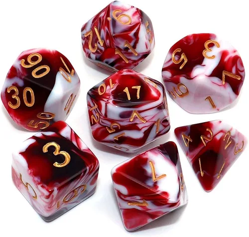 Vista 11 de Juego de dados poliédricos DND con brillo para juegos de rol de mazmorras y dragones (D&D) RPG, dados verdes mezclados con nebulosa negra