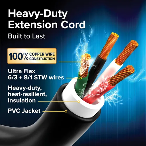 Vista 4 de Cable de alimentación eléctrica, de Camco, 55191, 25 pulgadas, de PowerGrip, con mango, 50 amperios