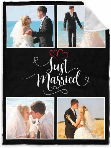 Vista 21 de InterestPrint Manta de fotos personalizada para pareja, novio, novia, manta personalizada de 6 fotos, manta personalizada de aniversario y boda