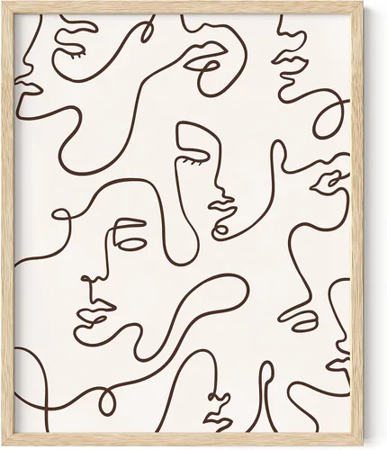Vista 59 de HAUS AND HUES Arte de pared minimalista - Dibujo moderno de líneas abstractas, impresión de boceto femenino simple, obra de arte para el hogar