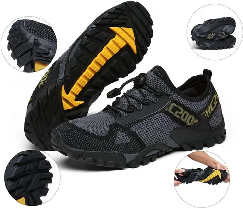 Vista 2 de ABAO Zapatos de senderismo para hombres y mujeres, zapatos deportivos al aire libre, antideslizantes, transpirables, zapatos bajos para caminar al
