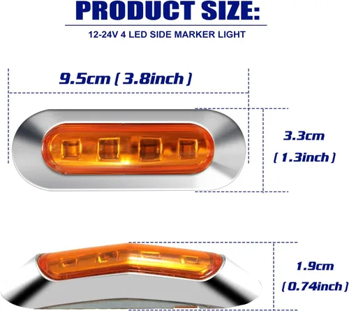 Vista 3 de ALFU 30 piezas 12-24V 4 luces indicadoras laterales LED para marcador de lado delantero, trasero y cola, lámpara de despeje para remolque, camión