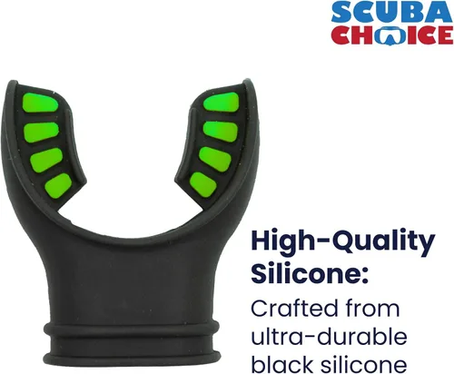 Vista 4 de Scuba Choice Ultra Black Silicone Mouthpiece with Regulator Tie – Comfortable, Durable, Compatible – Fits Most Regulators & Snorkels for Diving and