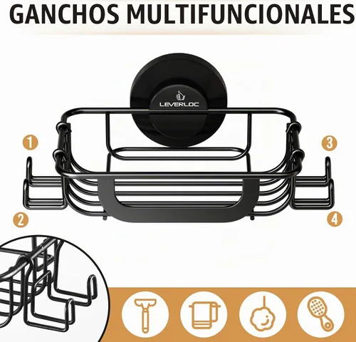 Vista 6 de LEVERLOC Soporte para jabón, jabonera para ducha, soporte de jabón con Negro